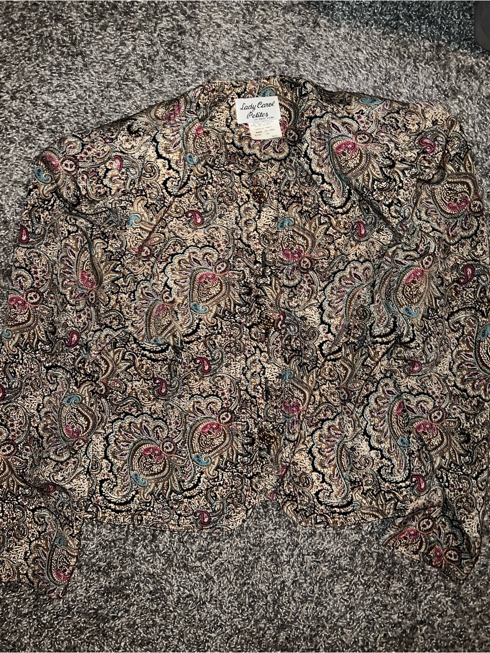 Lady Carol Petite Multicolor Paisley Cropped Blazer